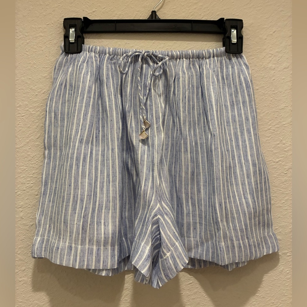 Blue Island Beach Blue and White Striped Shorts